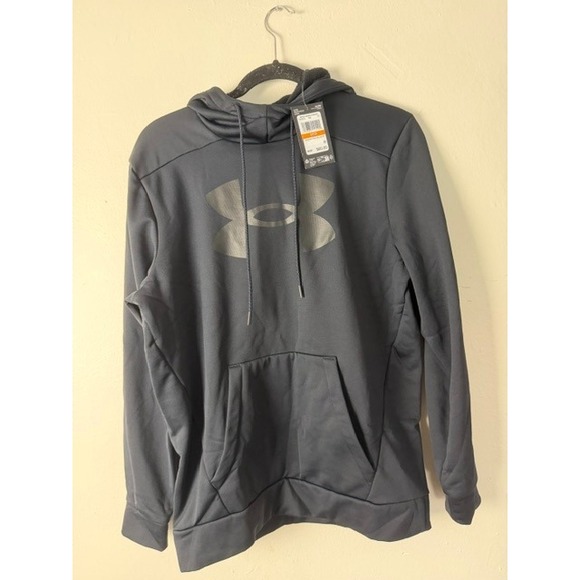 Under Armour Other - Under Armour Fleece Big Logo Hoodie Mens Small Gray Pullover 1379743-001 NWT